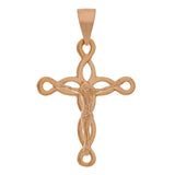 14k Rose Gold Solid Jesus Crucifix Cross Religious Charm Pendant 3.7 grams