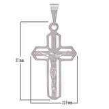 14k White Gold Open Cutwork Jesus on Cross Artisan Crucifix Charm Pendant - White