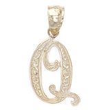14k Yellow Gold Initial Letter Q Alphabet Charm Pendant - Letter Q,Yellow