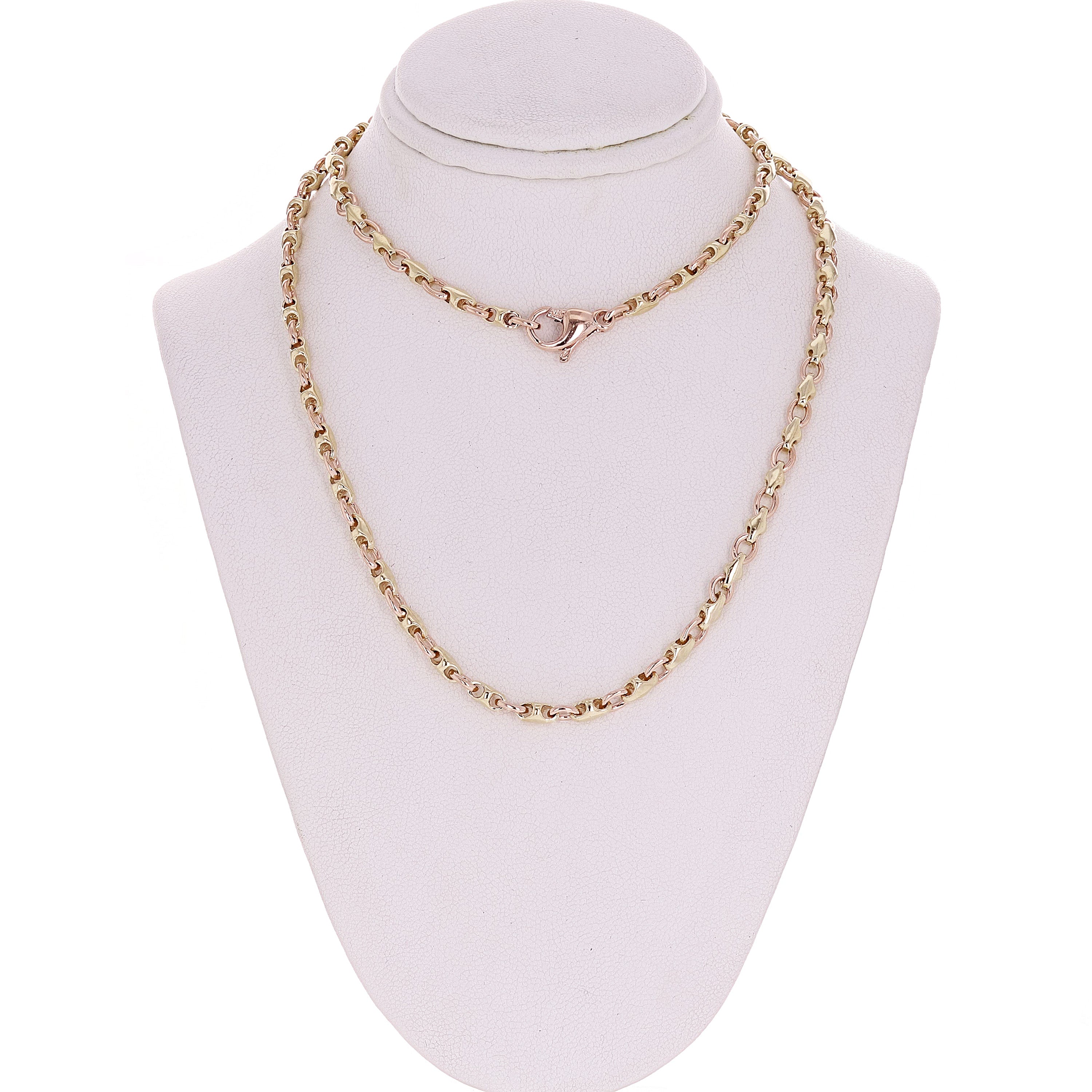 10k Yellow & Rose Gold Solid Handmade Fashion Link Necklace 26" 4mm 30.6 grams - Yellow and Rose,26" 30.6 grams