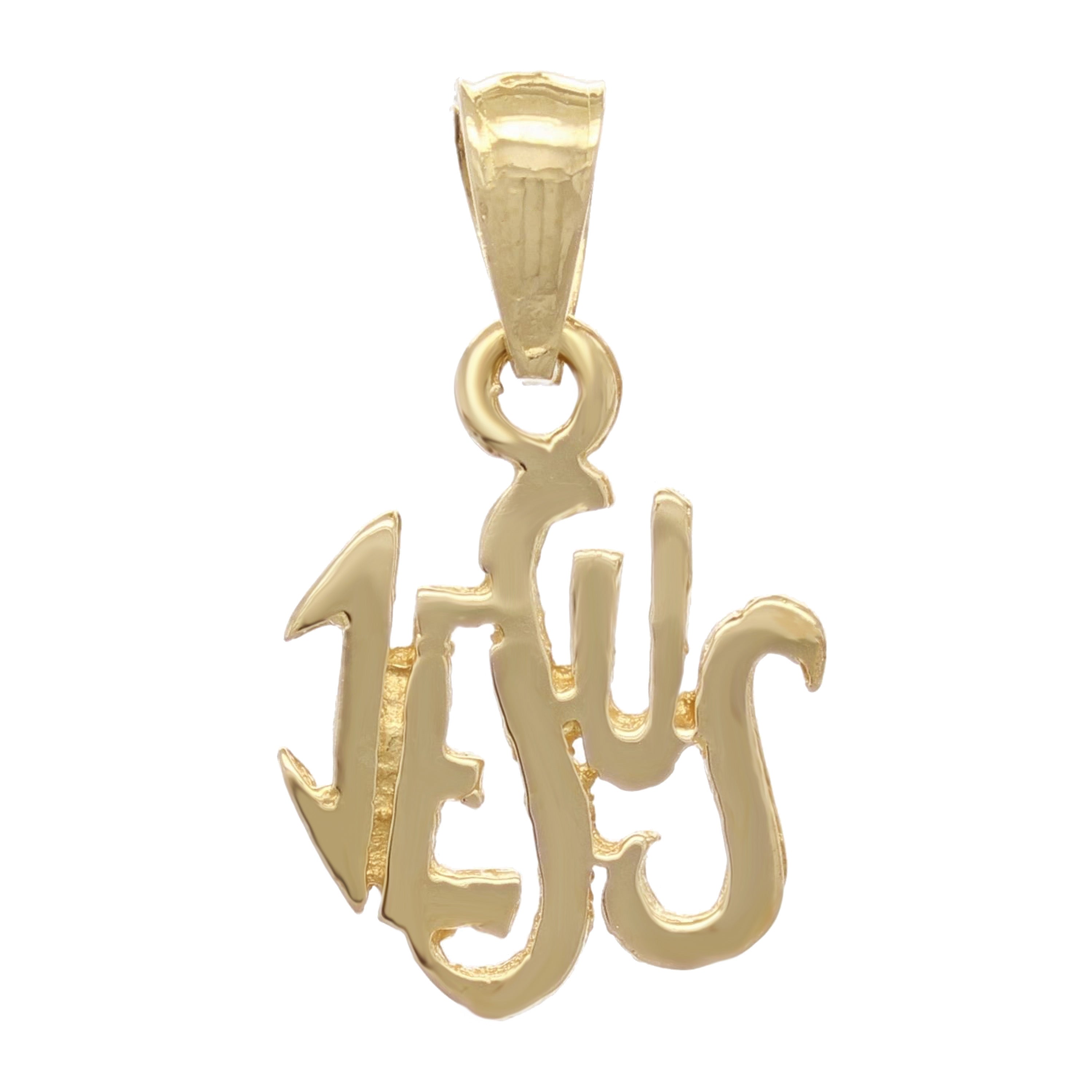 14k Yellow Gold JESUS Charm Pendant 1 gram - Yellow