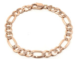 14k Rose Gold Figaro Bracelet Solid Link Chain 7.5" 8.25mm 16 grams - 7.5" 16 grams