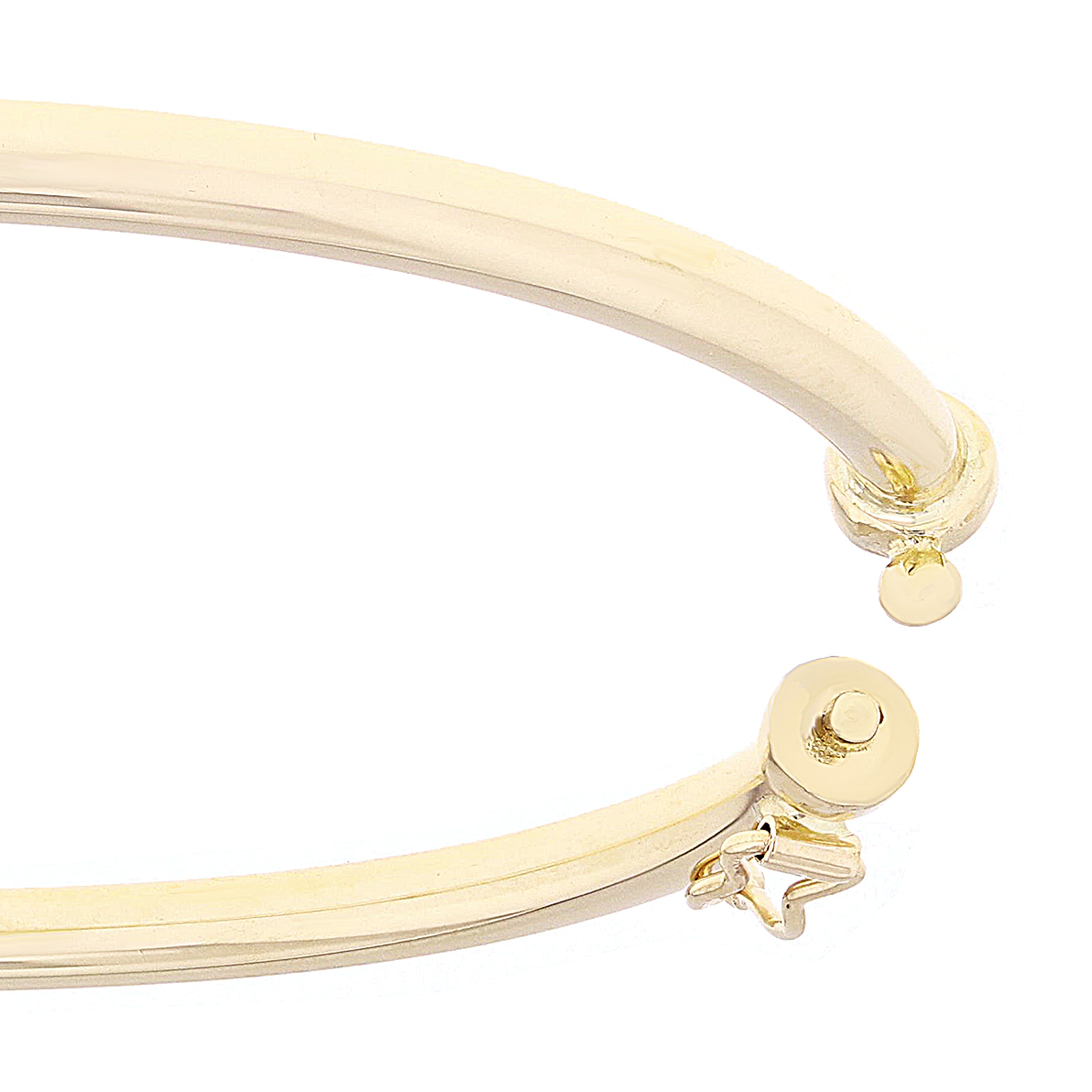 Italian 14k Yellow Gold Polished Hollow Tube Oval Bangle Bracelet 3mm 7"