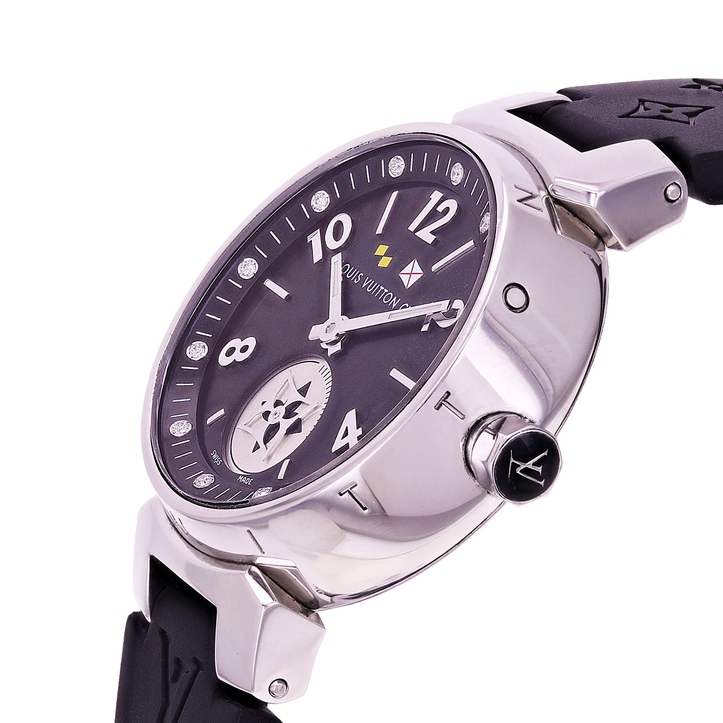 Louis Vuitton Ladies Tambour Lovely Cup Quartz Black Rubber Strap