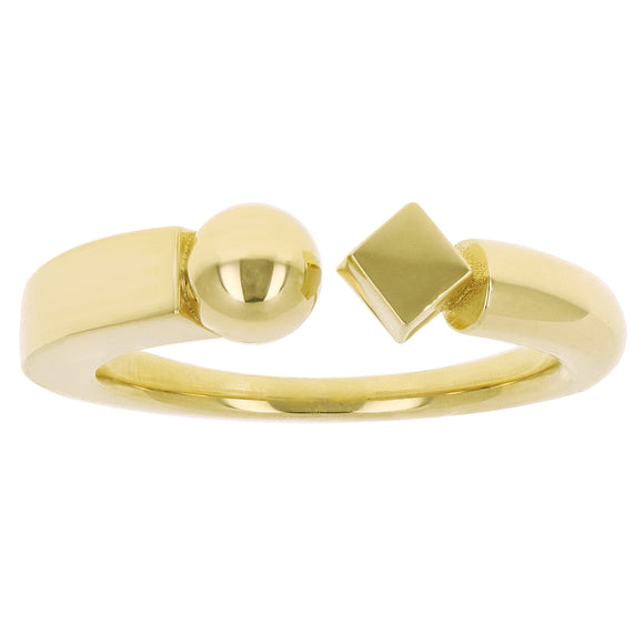 14k Yellow Gold Split Ball & Diamond Shape Open Ring Size 8 - 5.4mm 6.7 grams