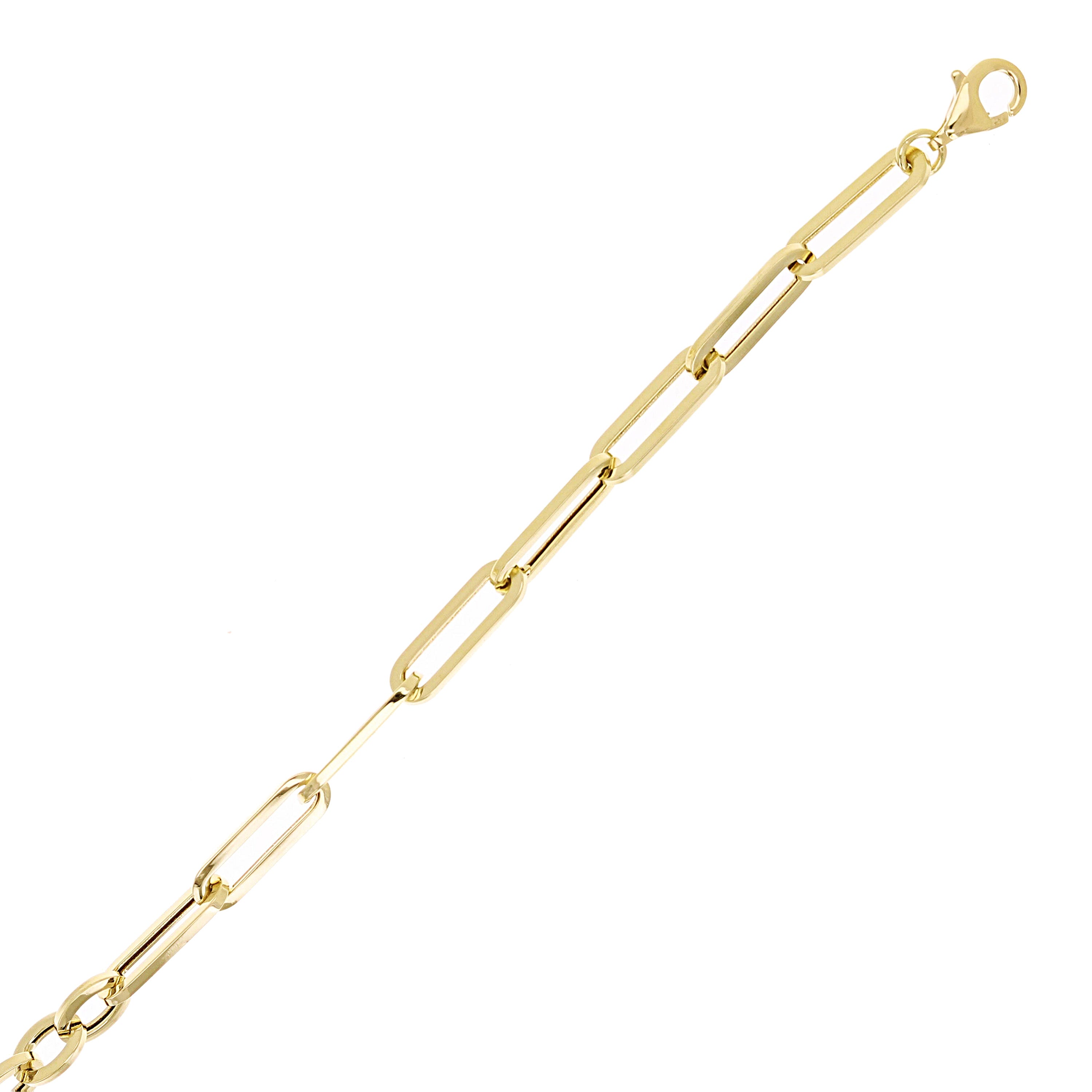 Italian 14k Yellow Gold Oval & Paper Clip Link Chain Bracelet 7.5" 3.1 grams
