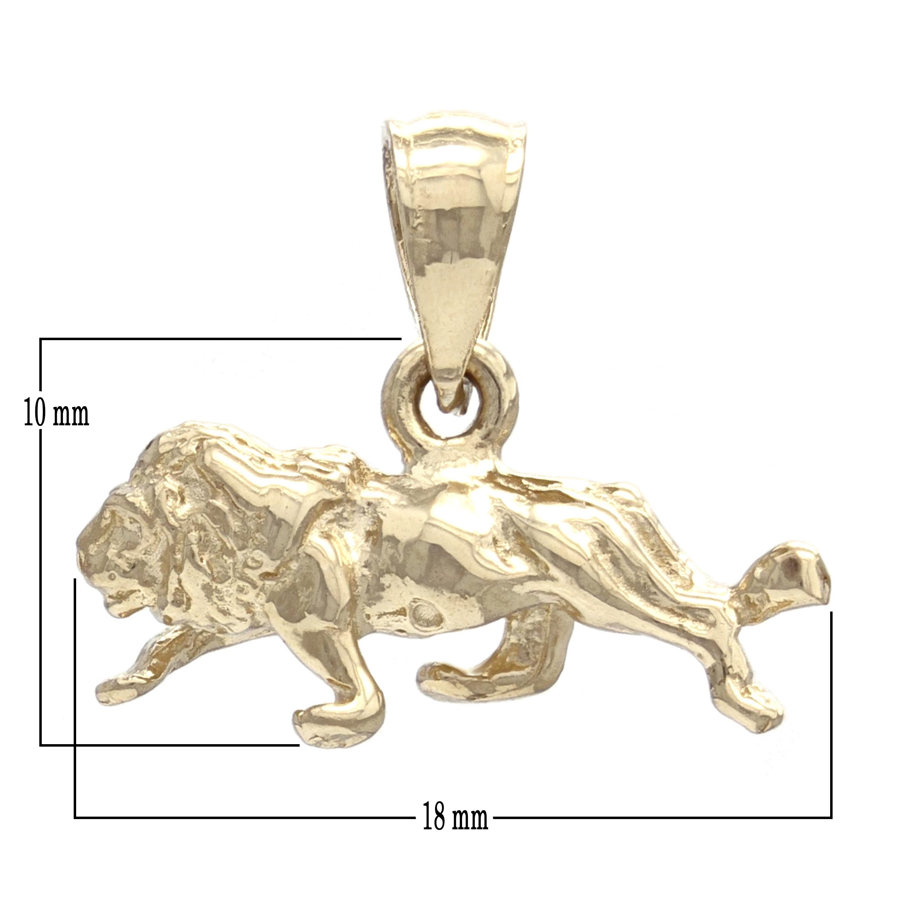 14k Yellow Gold 3D Lion Pendant Solid Gold Animal Charm 2.5 grams - Yellow