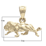 14k Yellow Gold 3D Lion Pendant Solid Gold Animal Charm 2.5 grams - Yellow