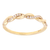 14k Yellow Gold Diamond Pave Entwined Twist Stacking Ring - Yellow