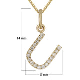 14k Yellow Gold Diamond Initial Letter U Charm Pendant Necklace 18" - Letter U,Yellow