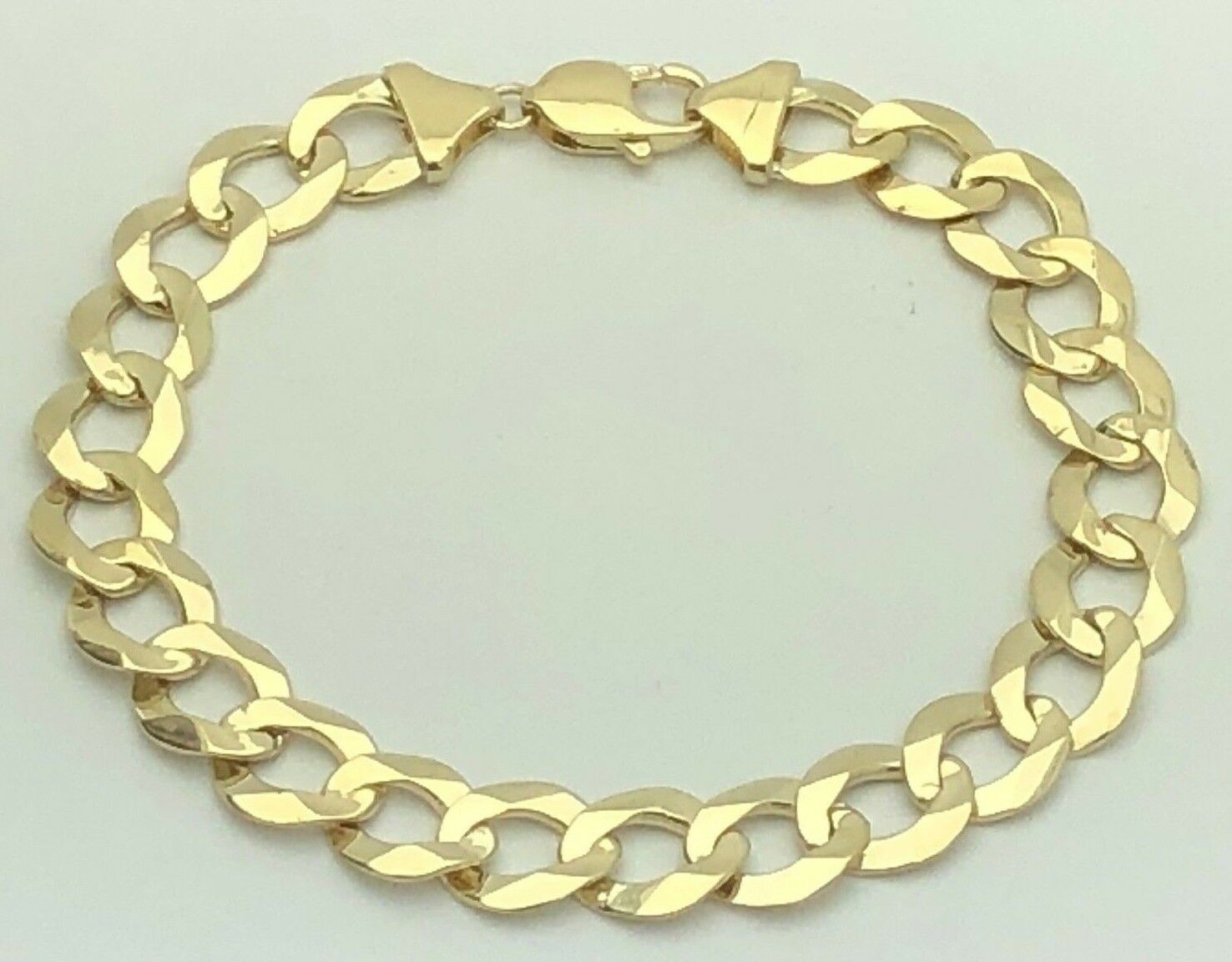 Men's 14k Solid Yellow Gold Flat Cuban Link Chain Bracelet 9" 11.5mm- 25.5 grams