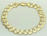Men's 14k Solid Yellow Gold Flat Cuban Link Chain Bracelet 9" 11.5mm- 25.5 grams