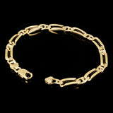 14k Yellow Gold Solid Rectangle & Mariner Link Chain Bracelet 7" - 9" 7mm