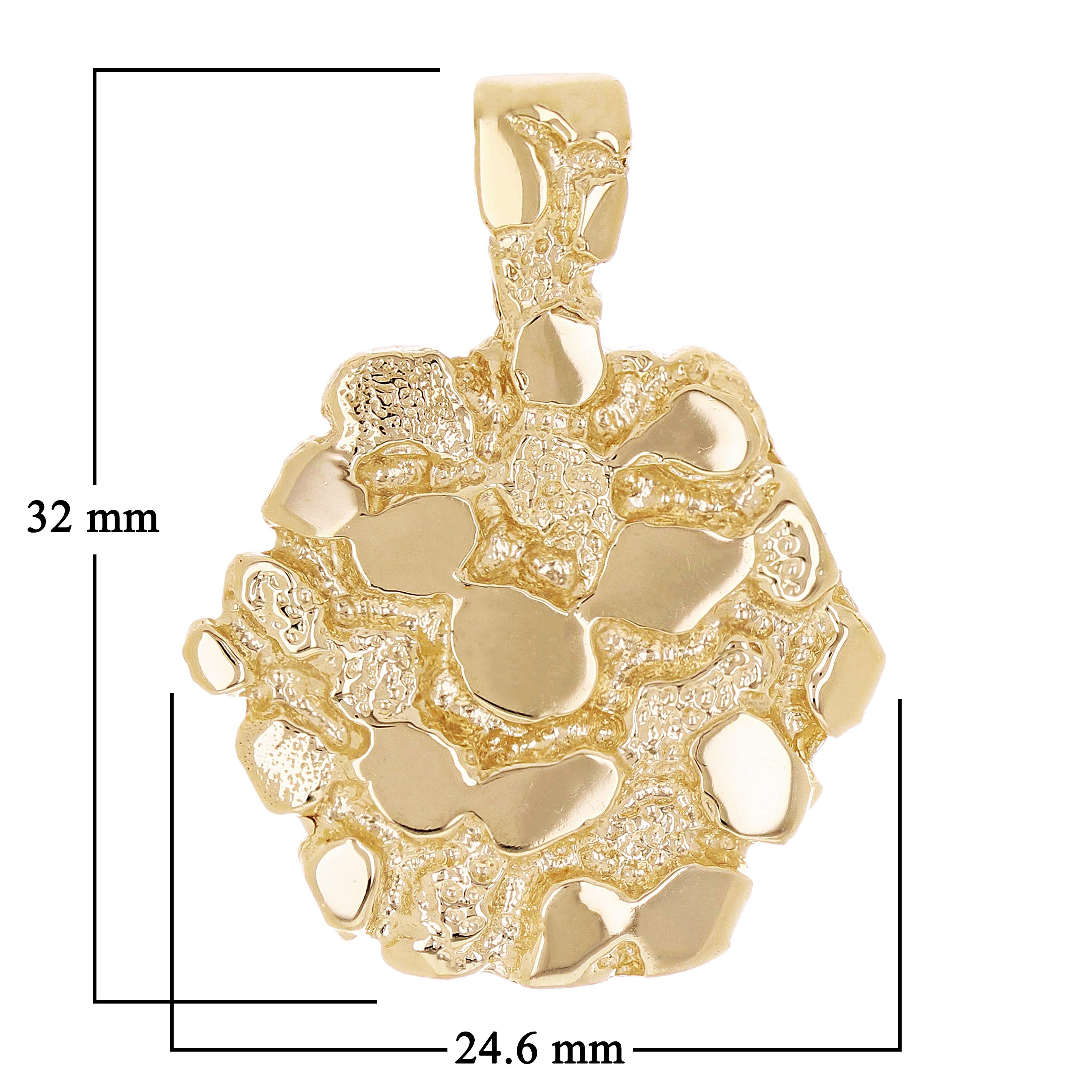 10k Yellow Gold Solid Hexagon Nugget Charm Pendant 1.3" 9.8 grams