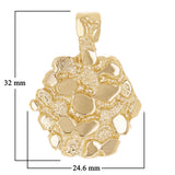 10k Yellow Gold Solid Hexagon Nugget Charm Pendant 1.3" 9.8 grams