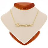 14k Yellow Gold Personalized Script Name Plate Pendant Necklace Adj.16-20" Chain