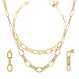 Italian 14k Yellow Gold Oval Links Necklace, Bracelet & Earrings Set 20.5 grams
