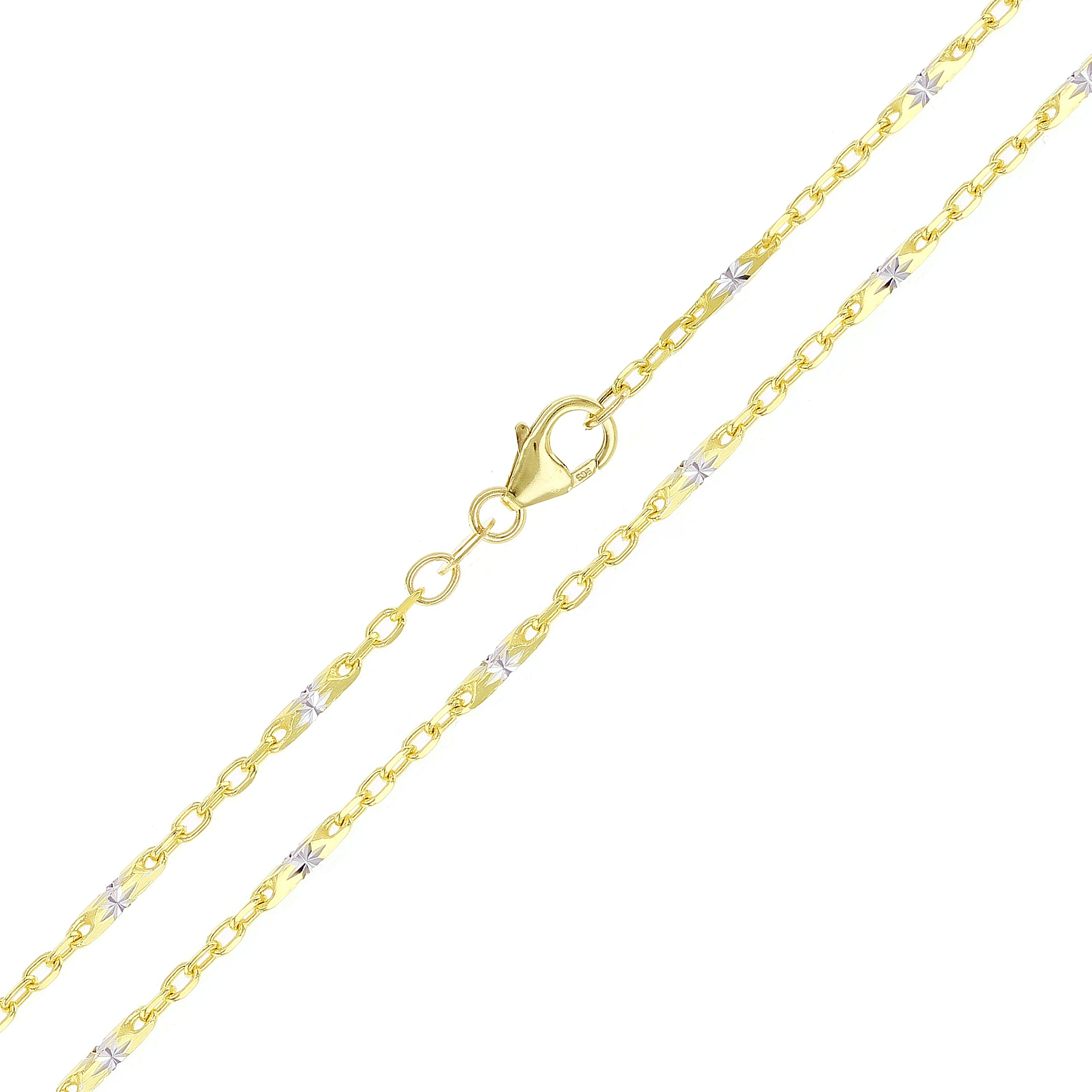 Italian 14k Two-Tone Solid Diamond Cut Raso Chain Necklace 16" 4.8 grams 1.3mm - 16" 4.8 grams