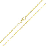 Italian 14k Two-Tone Solid Diamond Cut Raso Chain Necklace 16" 4.8 grams 1.3mm - 16" 4.8 grams