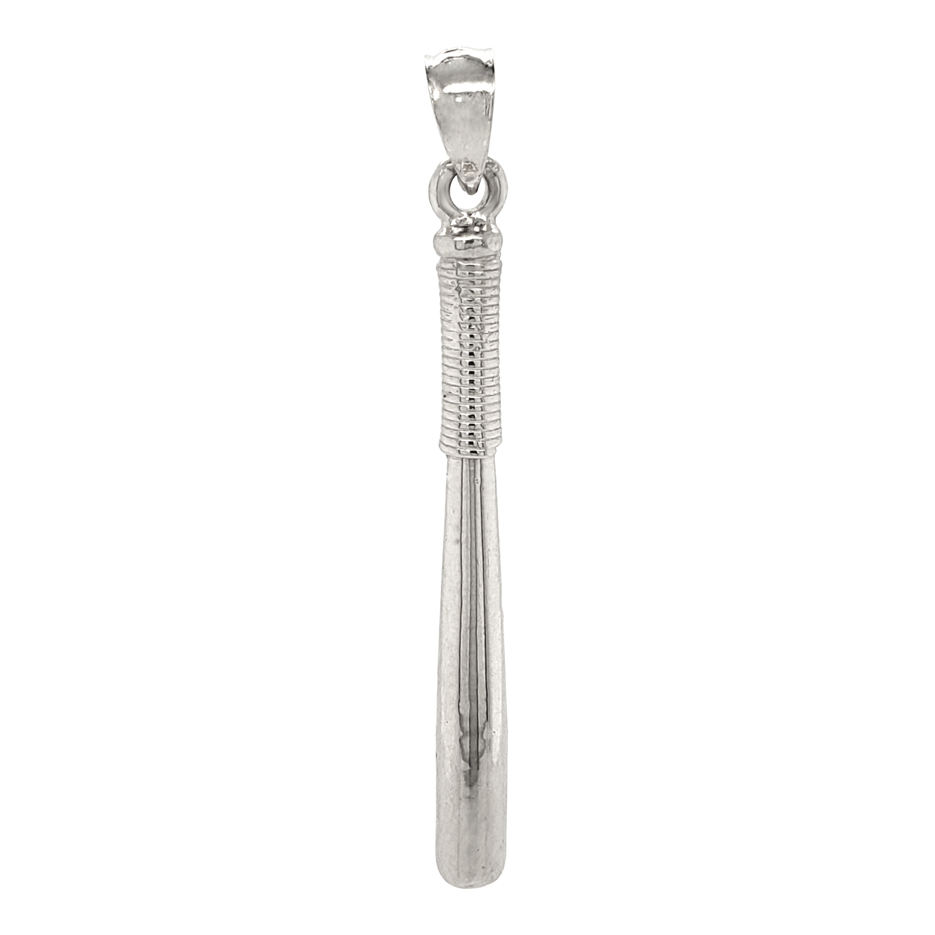 14k White Gold Baseball Bat Charm Pendant 4.4 grams - White