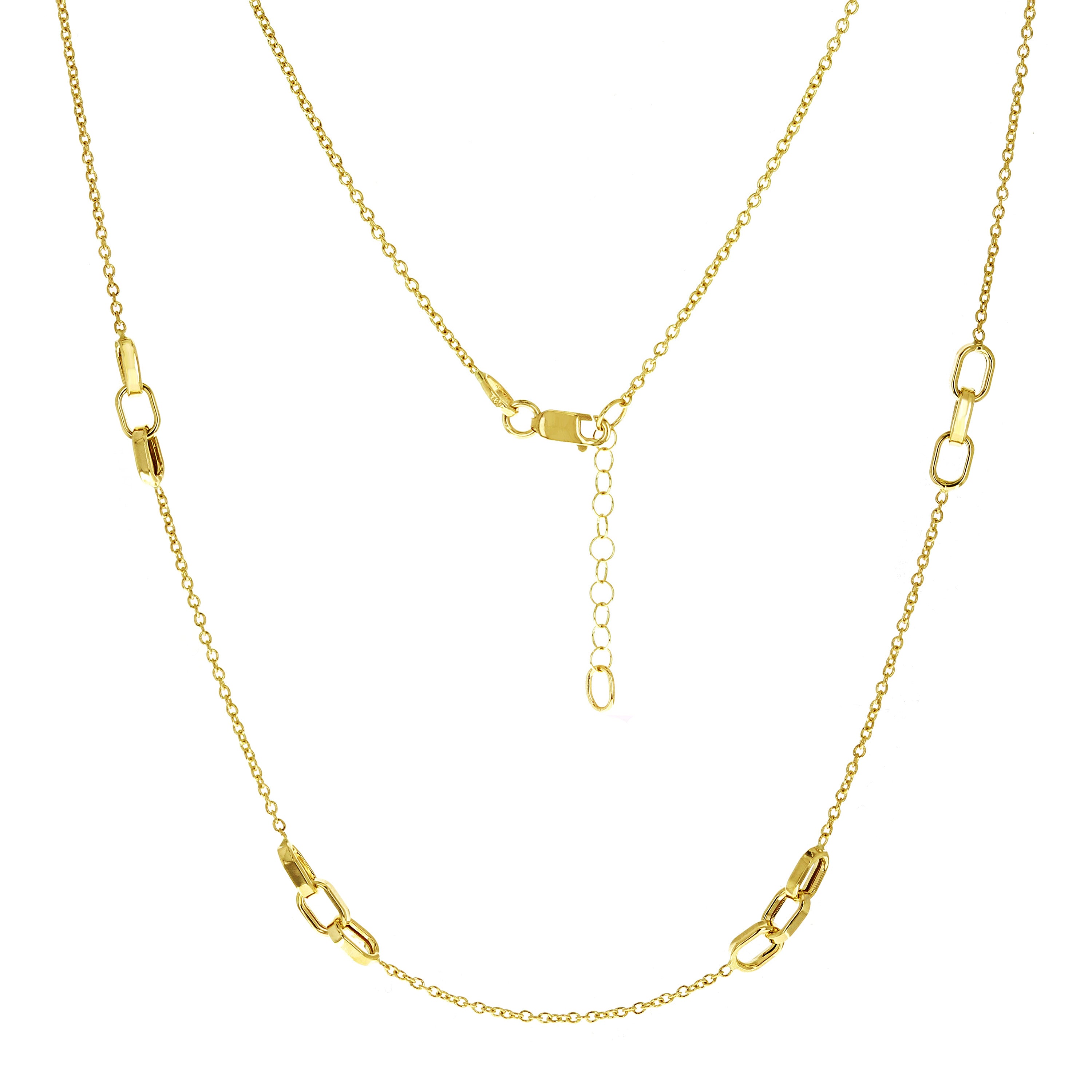 Italian 14k Yellow Gold Oval Charm Rolo Chain Necklace Adj.16.5-17.5" 3.1 grams