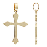 Italian 14k Yellow Gold Solid Thin Flared Cross Pendant 1" 15.5mm 1 gram