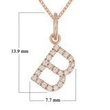 14k Rose Gold Diamond Initial Letter B Charm Pendant Necklace 18" - Letter B,Rose