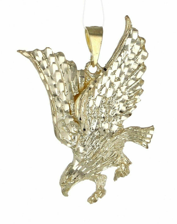 10k Yellow Gold Diamond Cut American Eagle Charm Pendant 9 grams