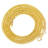 Italian 14k Yellow Gold Solid Diamond Cut Franco Chain Necklace 22" 2.5mm 21.2 grams - 22" 21.2 grams