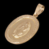 Italian 14k Yellow Gold Miraculous Medal Charm Pendant 25mm x 13.7mm 1.5 grams