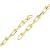 Italian 14k Yellow Gold Semi-Solid U-Link Chain Bracelet 7" 6mm 5.5 grams - Yellow 7"