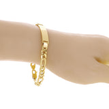 Italian 14k Yellow Gold Hollow Engravable Figaro ID Bracelet 7.75" 7.5mm 7.6gram
