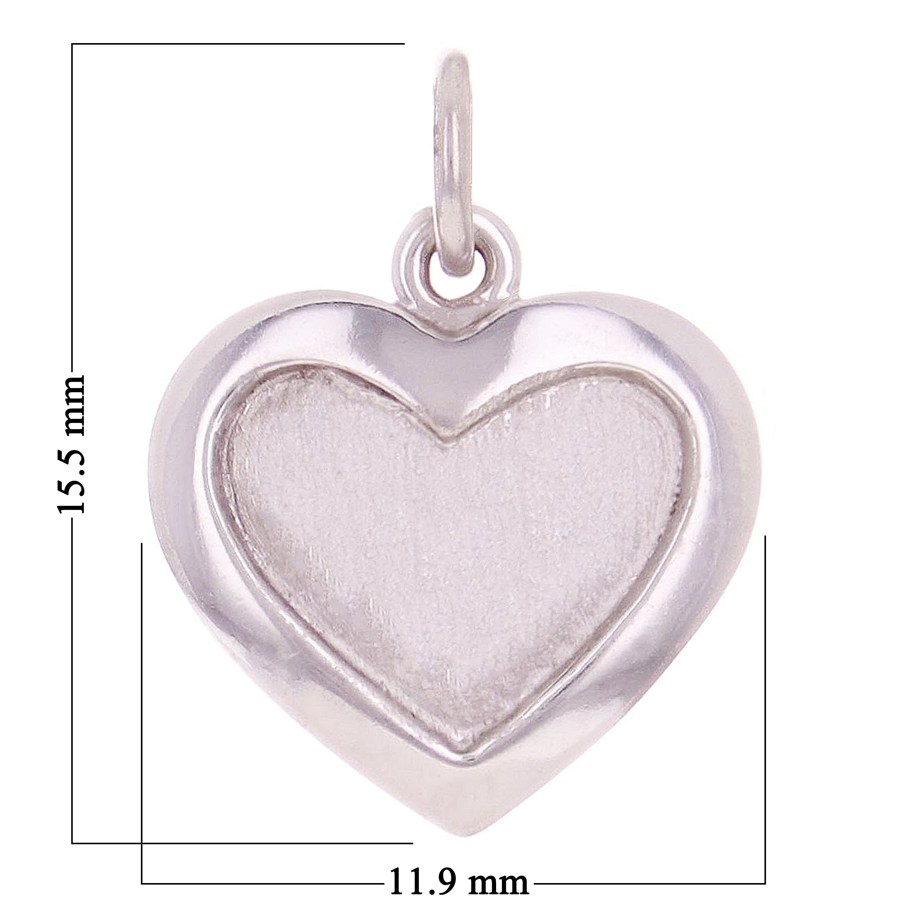 14k White Gold Satin Finish Small Heart Polished Finish Charm Pendant 1g