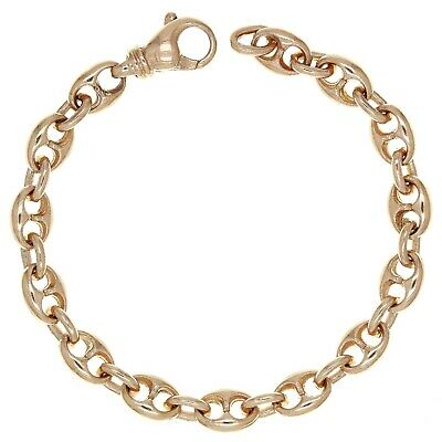 14k Rose Gold Solid Puffy Mariner Gucci Link Chain Bracelet 9.5" 7.5mm 30 grams - Rose,95"