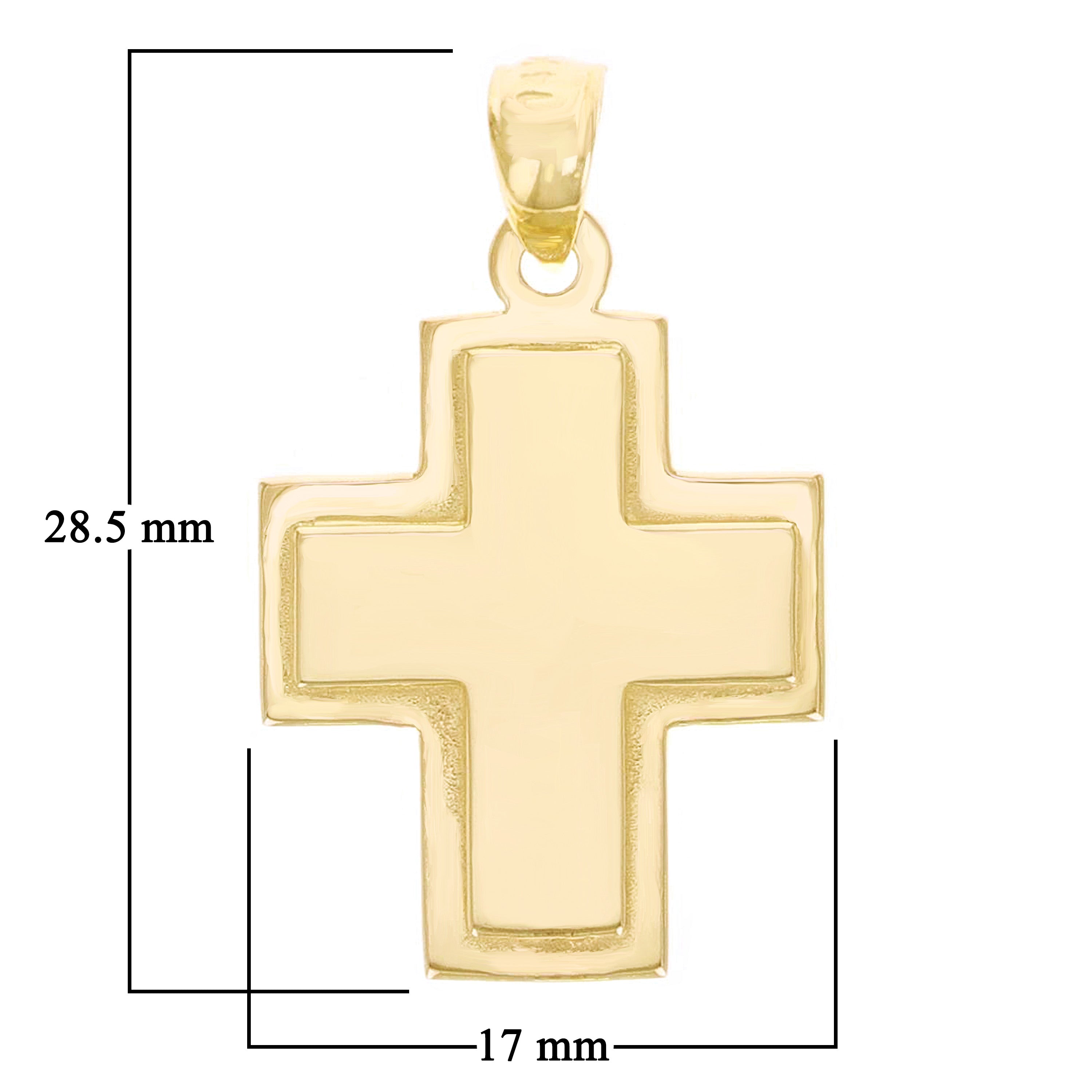 14k Yellow Gold Solid Embosded Cross Charm Pendant 1.1" 4.5 grams