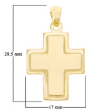 14k Yellow Gold Solid Embosded Cross Charm Pendant 1.1" 4.5 grams