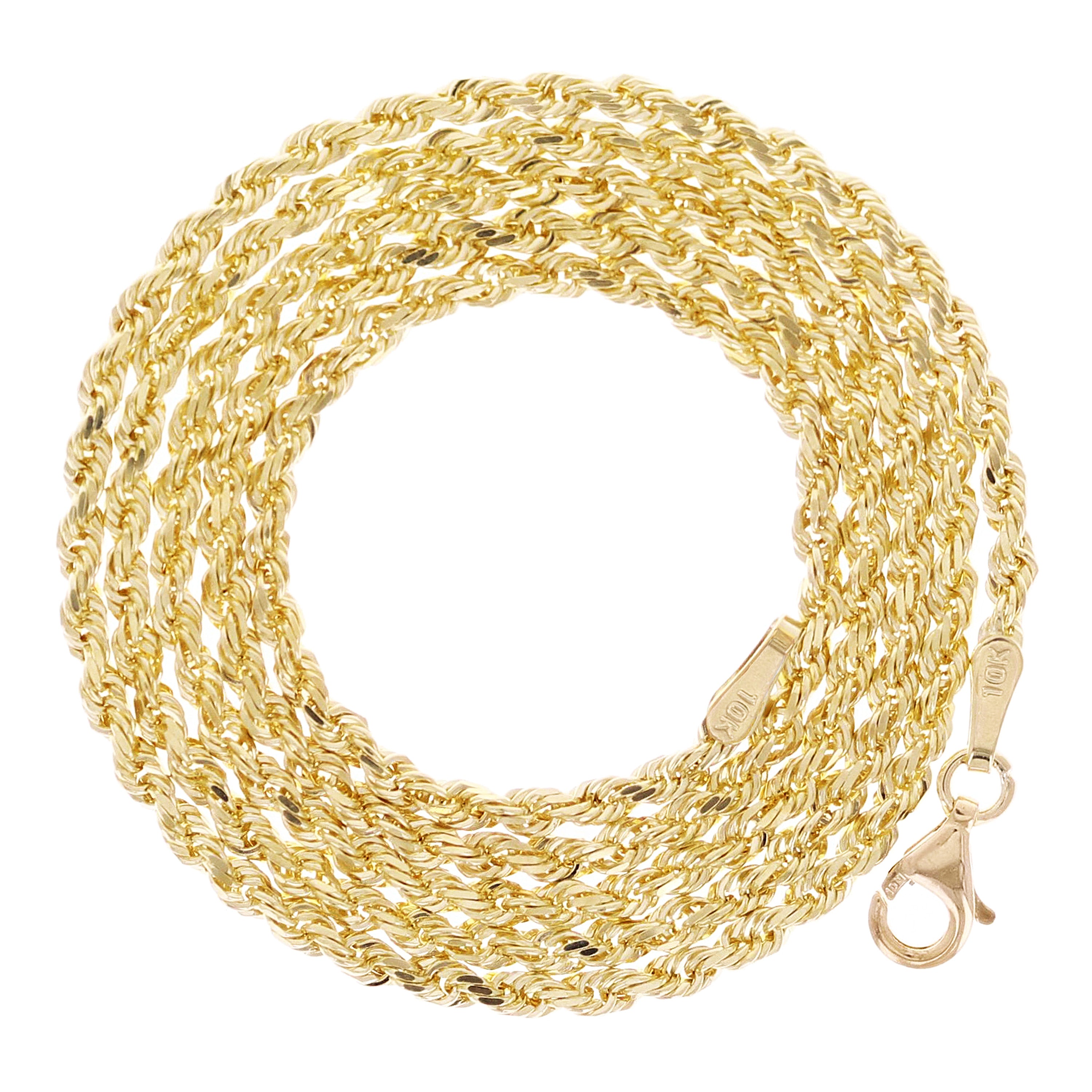 10k Yellow Gold Solid Diamond Cut Rope Chain Necklace 18" 2mm 6.7 grams - 18" 6.7 grams