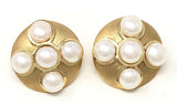14k Yellow Gold Vintage Big Round Fresh Water Pearl Stud Earrings 11.7g