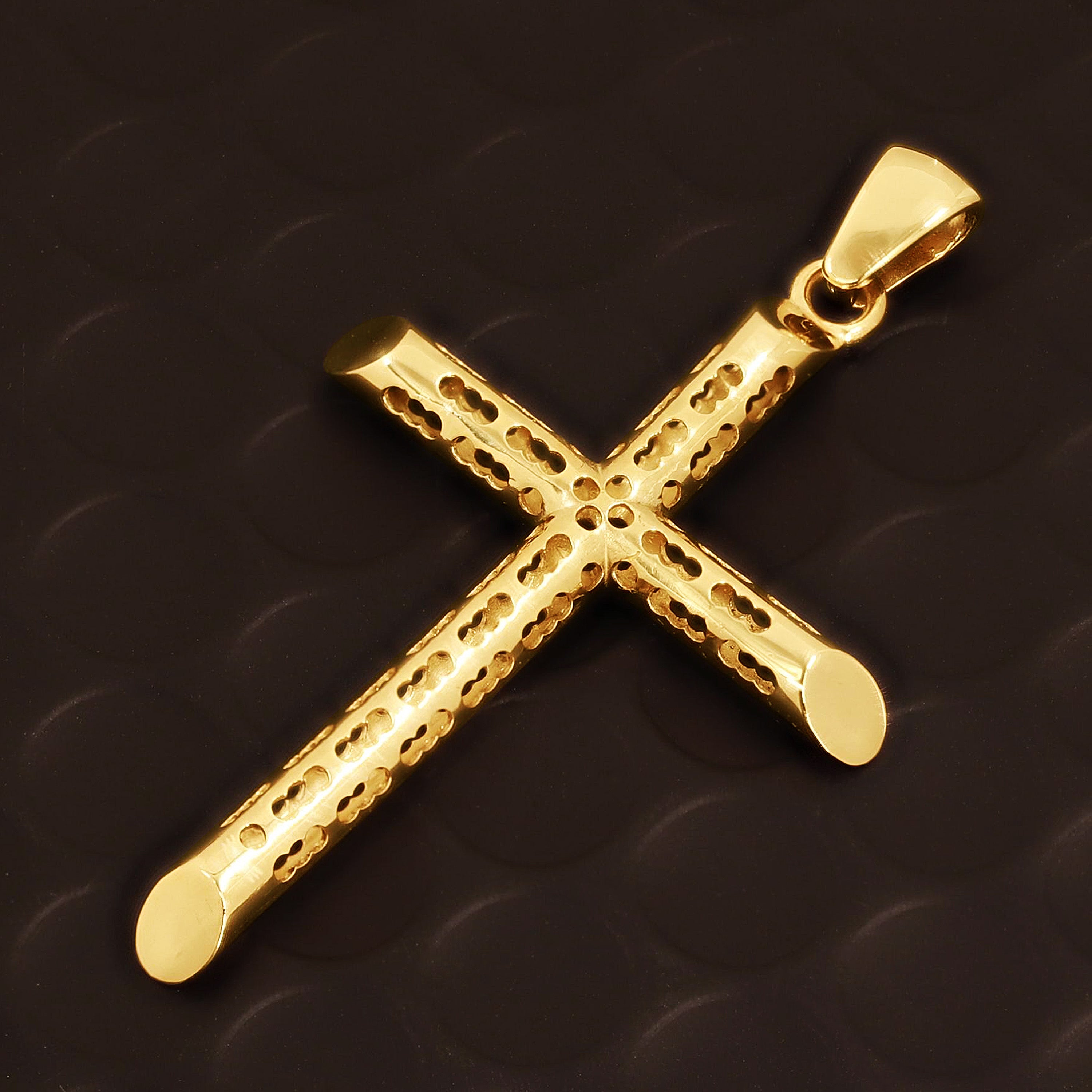 10k Yellow Gold 3D Cross Charm Pendant 2.5" 4.8 grams - Size 2 4.8 grams