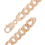 14k Rose Gold Flat Cuban Curb Link Chain Bracelet 8" 9mm 17 grams - Rose,8"
