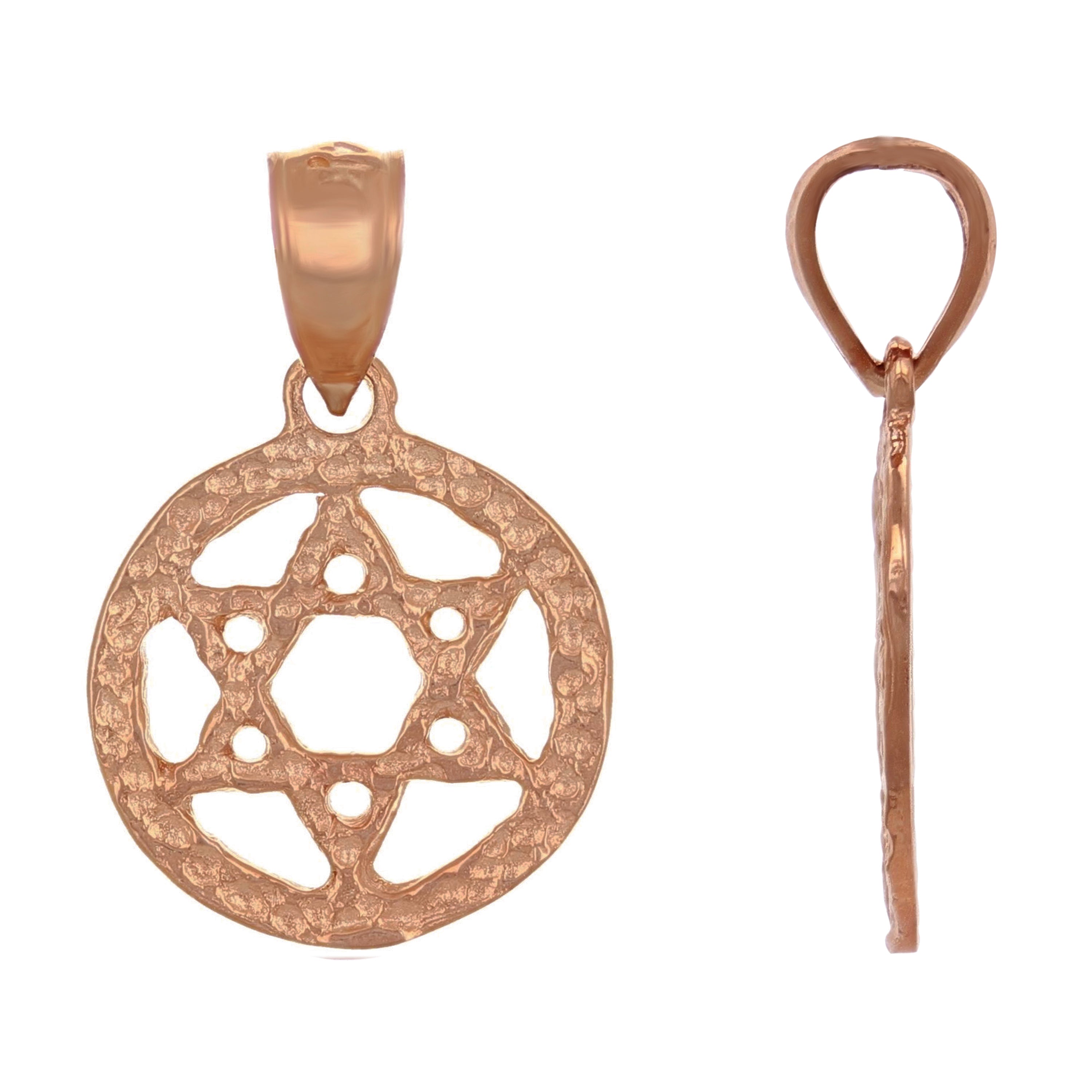 14k Rose Gold Solid Jewish Star of David Charm Pendant 1.2g - Rose