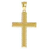 14k Yellow Gold 3D Filigree Greek Cross Pendant 2.1" 3.8 grams