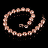 Italian 14k Rose Gold Hollow Ball Bead Bracelet 8" 8mm 8.1 grams - Rose