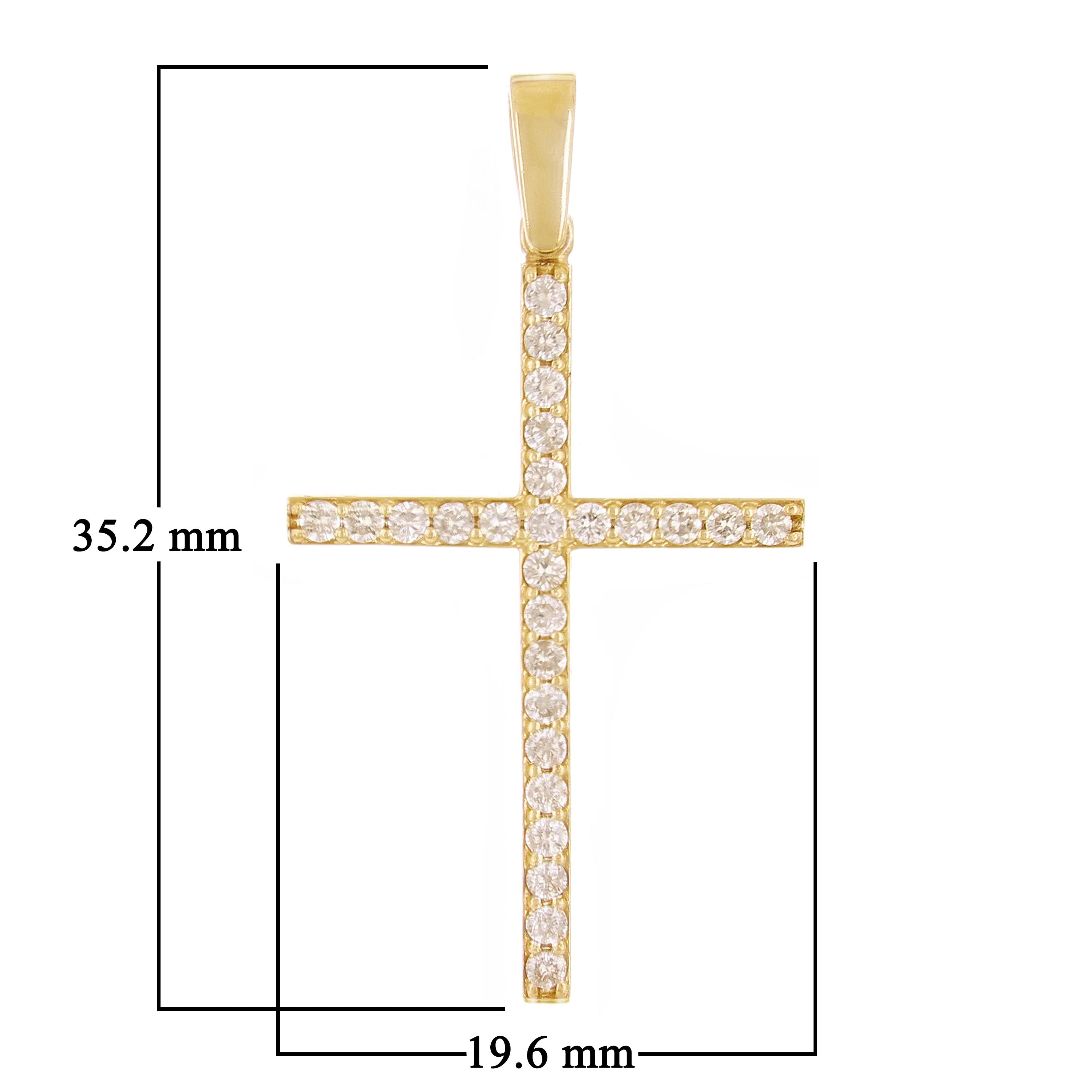 14k Yellow Gold 0.47ctw Diamond Cross Pendant 1.4" 2 grams