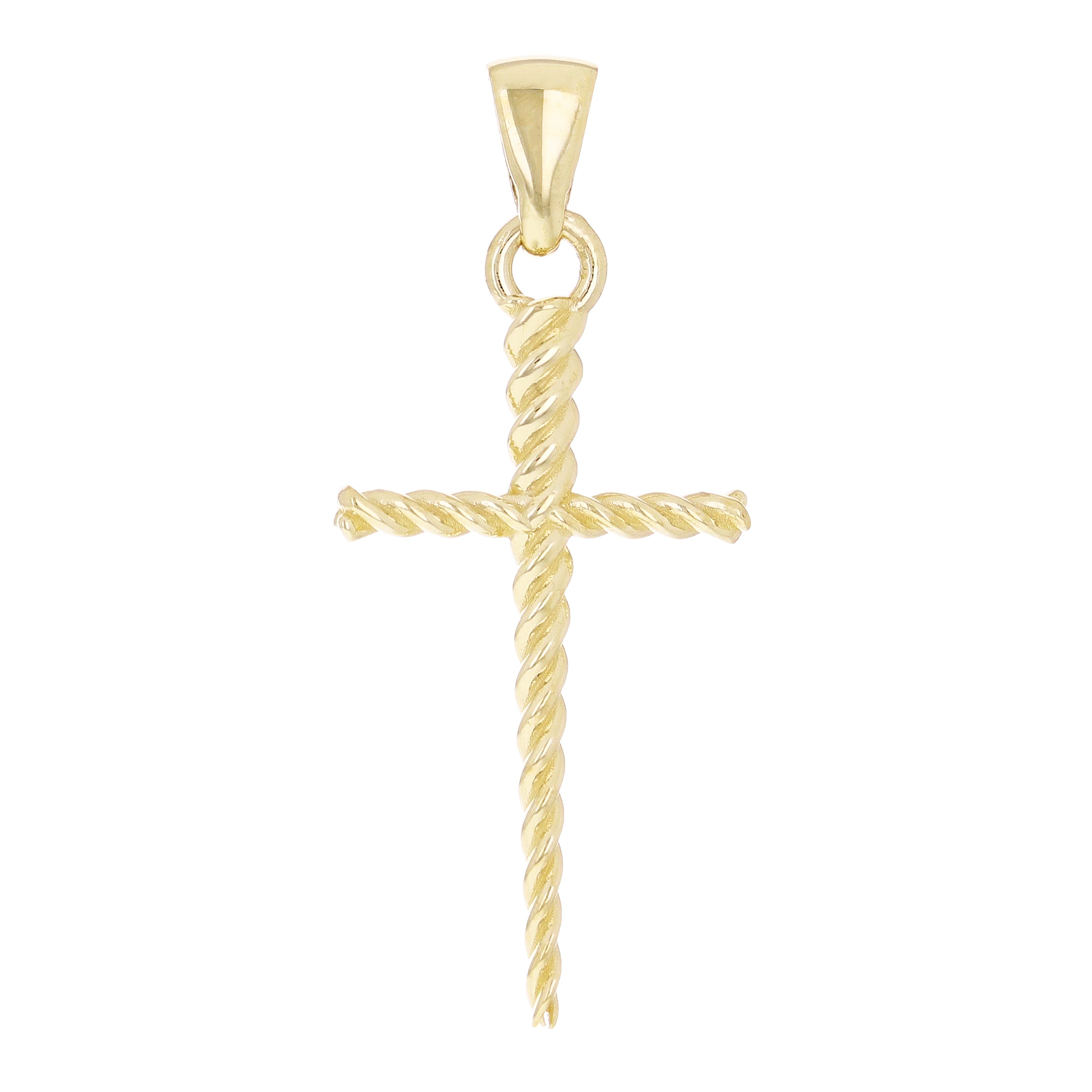 14k Yellow Gold Rope Dagger Cross Charm Pendant 1.8" 3.3 grams