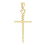 14k Yellow Gold Rope Dagger Cross Charm Pendant 1.8" 3.3 grams