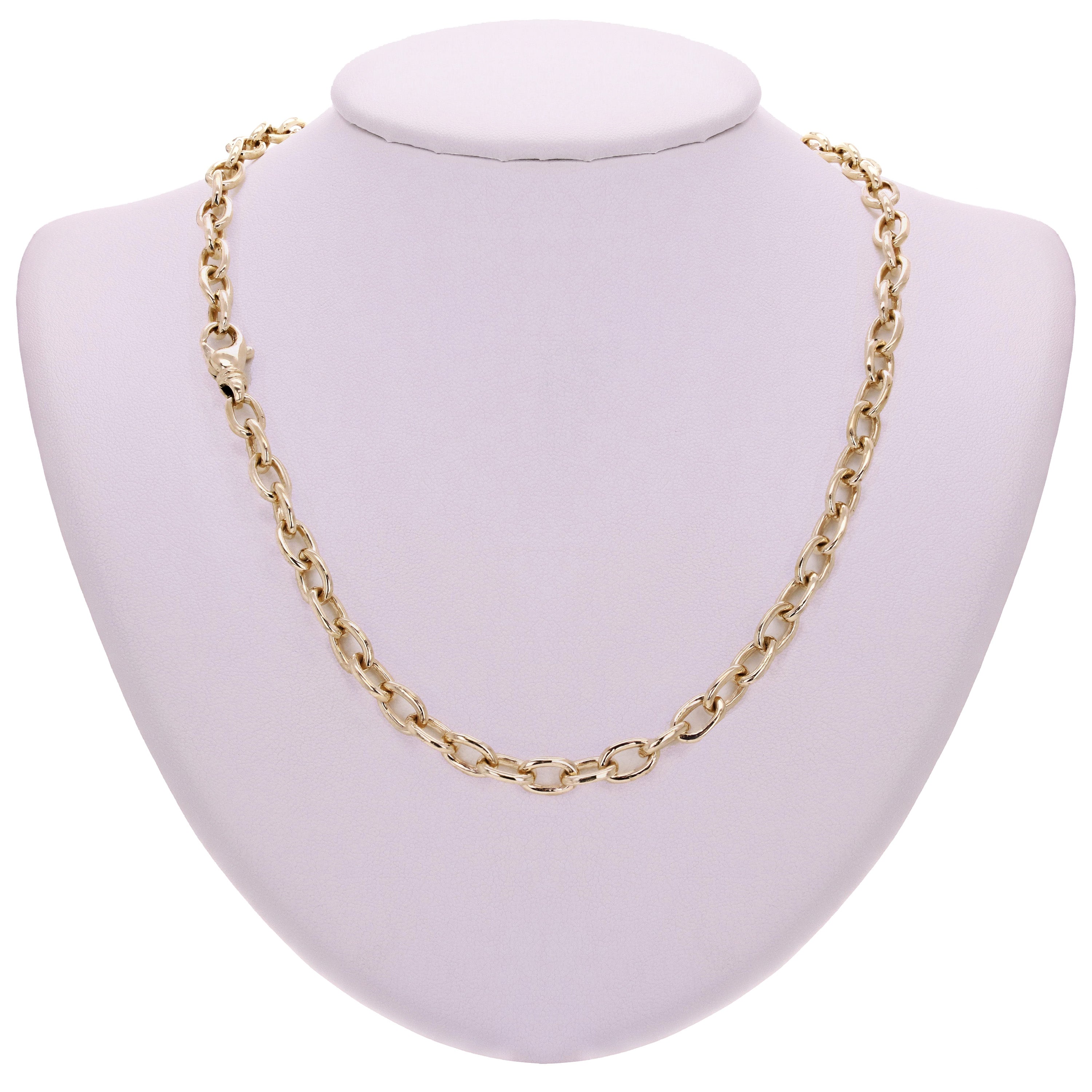 14k Yellow Gold Solid Handmade Oval Link Chain Necklace 20" 6.9mm 50 grams - 20"