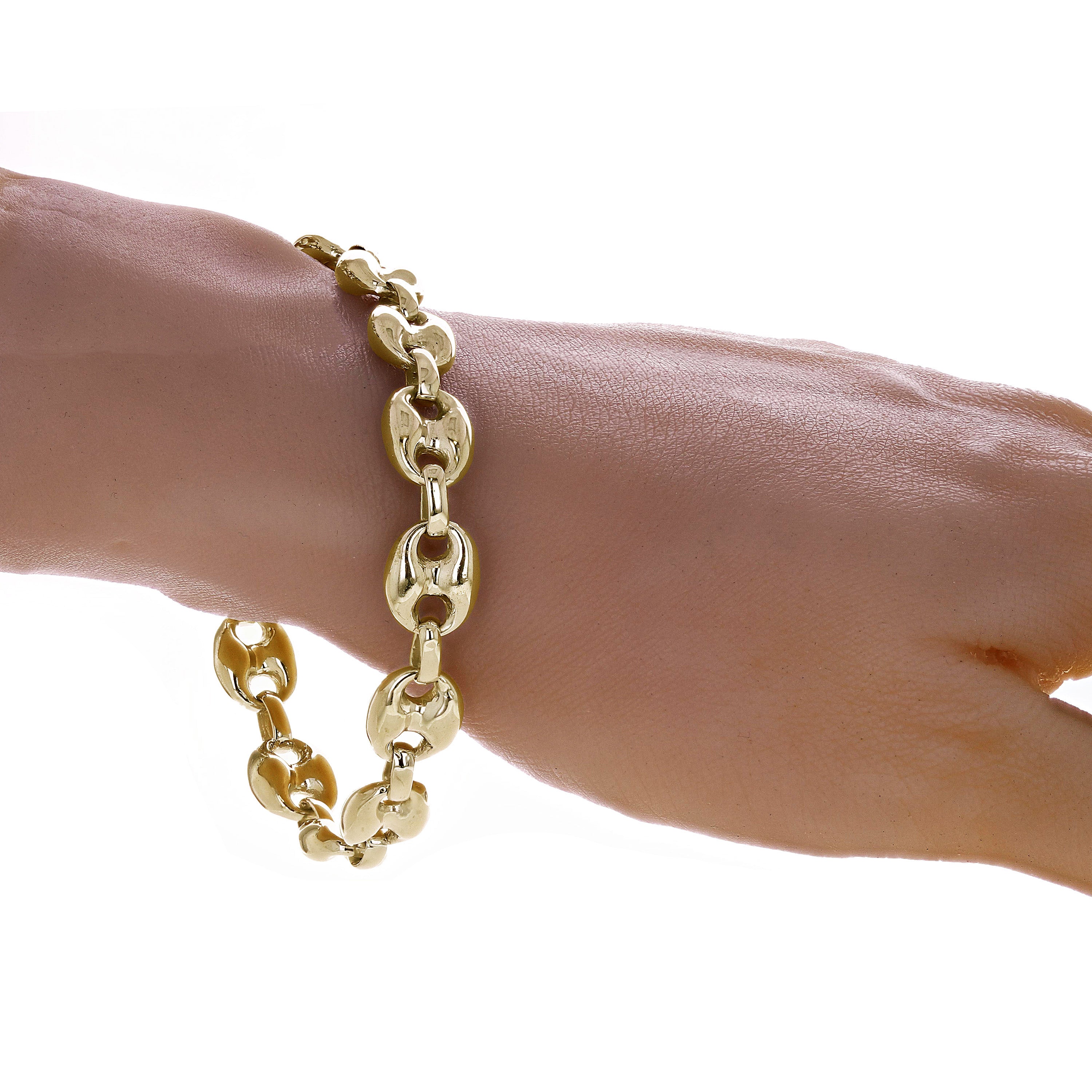 10k Yellow Gold Solid Puffy Mariner Link Chain Bracelet 7" 11.7mm 38.7 grams - Yellow,7" 38.7 grams