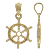 14K Yellow Gold Solid 3D Ships Wheel Charm Pendant 19mm x 13.9mm 1.9 grams - Yellow