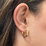 Italian 14k Yellow Gold Hollow Greek Key Hollow Hoop Earrings 22mmx3mm 2.1 grams